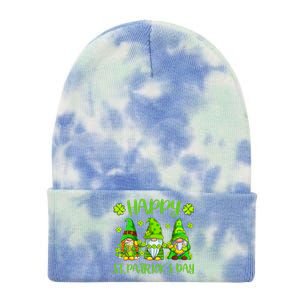 Happy St Patrick's Day Three Gnome Irish Shamrock Leprechaun Tie Dye 12in Knit Beanie