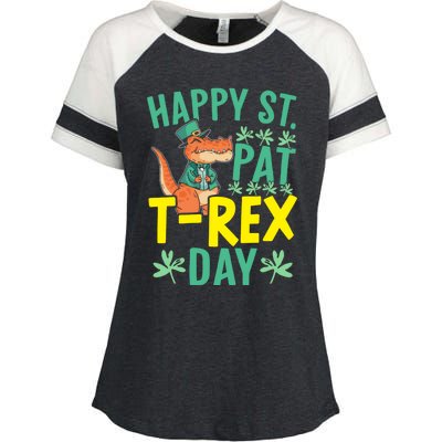 Happy St Pat Tgiftrex Day St Patricks Saint Pattys Dinosaur Cool Gift Enza Ladies Jersey Colorblock Tee