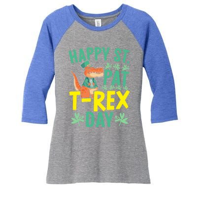 Happy St Pat Tgiftrex Day St Patricks Saint Pattys Dinosaur Cool Gift Women's Tri-Blend 3/4-Sleeve Raglan Shirt