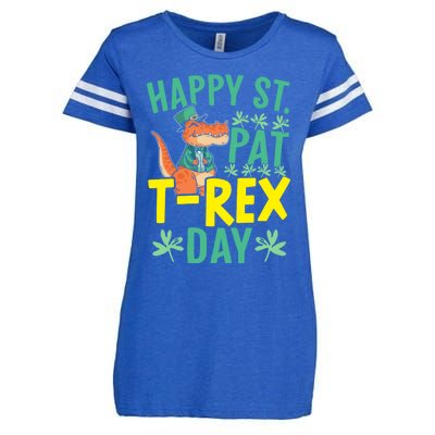 Happy St Pat Tgiftrex Day St Patricks Saint Pattys Dinosaur Cool Gift Enza Ladies Jersey Football T-Shirt