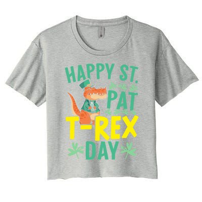 Happy St Pat Tgiftrex Day St Patricks Saint Pattys Dinosaur Cool Gift Women's Crop Top Tee