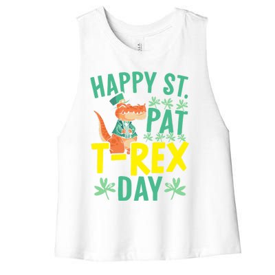 Happy St Pat Tgiftrex Day St Patricks Saint Pattys Dinosaur Cool Gift Women's Racerback Cropped Tank