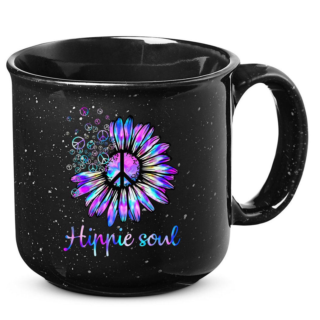 Hippie Soul Psychedelic Daisy Peace Sign 15oz Campfire Ceramic Mug