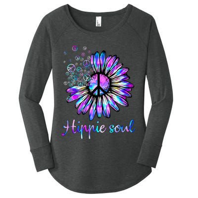 Hippie Soul Psychedelic Daisy Peace Sign Women's Perfect Tri Tunic Long Sleeve Shirt
