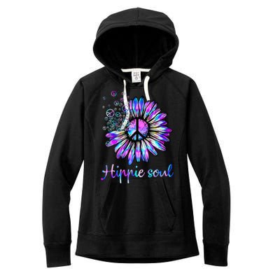 Hippie Soul Psychedelic Daisy Peace Sign Women's Fleece Hoodie