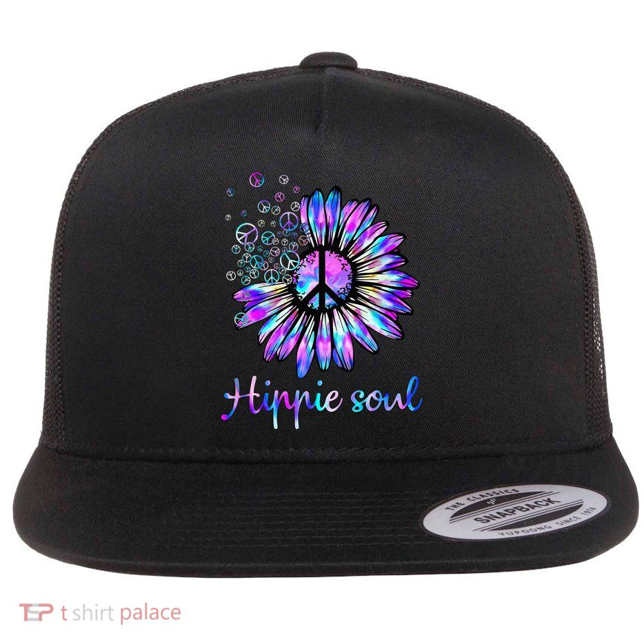 Hippie Soul Psychedelic Daisy Peace Sign Flatbill Hat