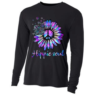 Hippie Soul Psychedelic Daisy Peace Sign Cooling Performance Long Sleeve Crew