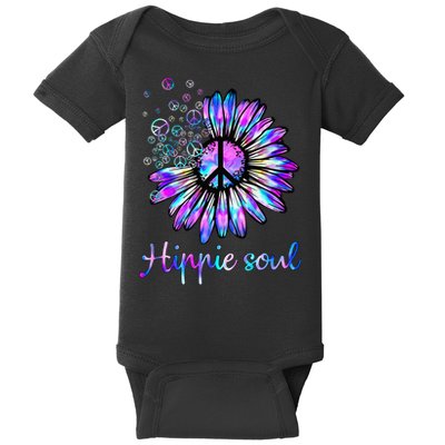Hippie Soul Psychedelic Daisy Peace Sign Baby Bodysuit