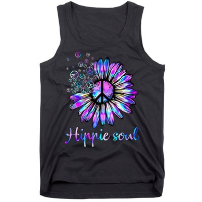 Hippie Soul Psychedelic Daisy Peace Sign Tank Top