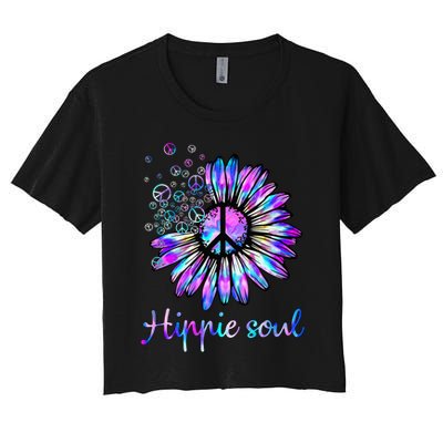 Hippie Soul Psychedelic Daisy Peace Sign Crop Top
