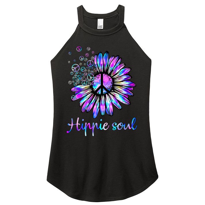 Hippie Soul Psychedelic Daisy Peace Sign Women's Perfect Tri Rocker Tank
