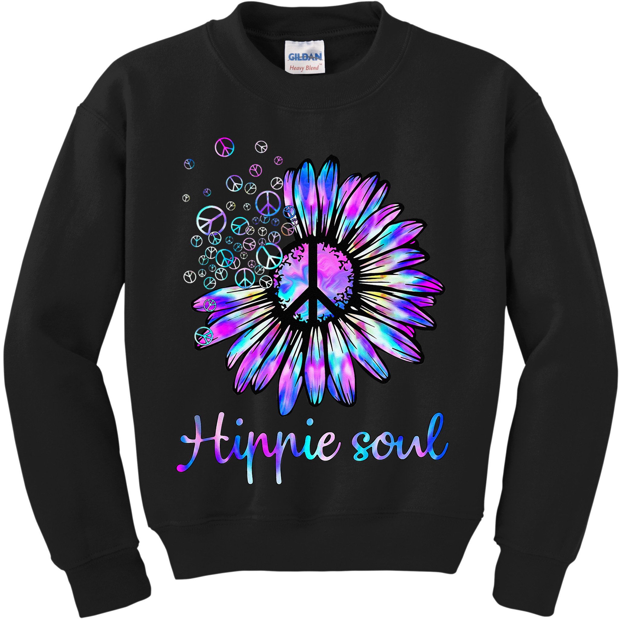 Hippie Soul Psychedelic Daisy Peace Sign Kids Sweatshirt