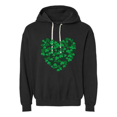 Happy Saint Patrick's Day Shamrock Heart Garment-Dyed Fleece Hoodie