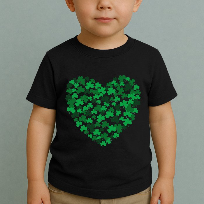 Happy Saint Patrick's Day Shamrock Heart Toddler T-Shirt