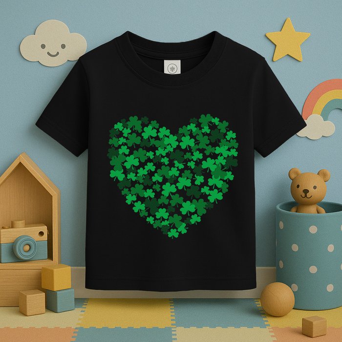 Happy Saint Patrick's Day Shamrock Heart Toddler T-Shirt