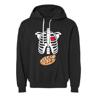 Halloween Skeleton Pregnancy Pizza Xray Dad To Be Garment-Dyed Fleece Hoodie