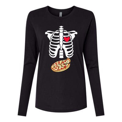 Halloween Skeleton Pregnancy Pizza Xray Dad To Be Womens Cotton Relaxed Long Sleeve T-Shirt