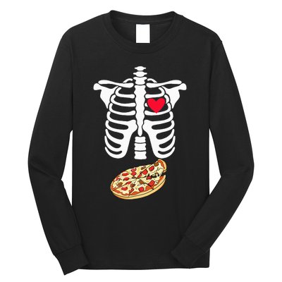 Halloween Skeleton Pregnancy Pizza Xray Dad To Be Long Sleeve Shirt