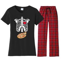 Halloween Skeleton Pregnancy Pizza Xray Dad To Be Women's Flannel Pajama Set