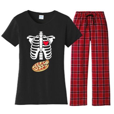 Halloween Skeleton Pregnancy Pizza Xray Dad To Be Women's Flannel Pajama Set