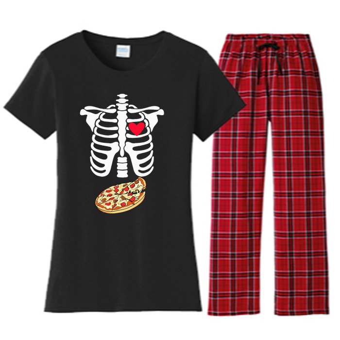 Halloween Skeleton Pregnancy Pizza Xray Dad To Be Women's Flannel Pajama Set