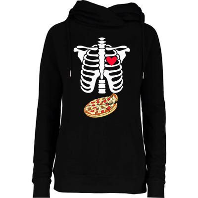 Halloween Skeleton Pregnancy Pizza Xray Dad To Be Womens Funnel Neck Pullover Hood