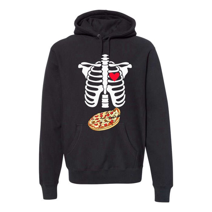 Halloween Skeleton Pregnancy Pizza Xray Dad To Be Premium Hoodie