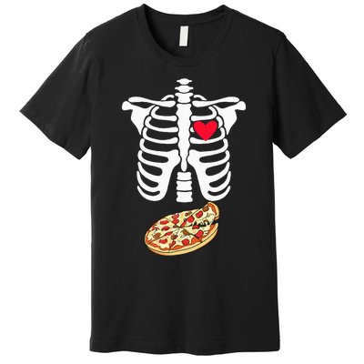 Halloween Skeleton Pregnancy Pizza Xray Dad To Be Premium T-Shirt