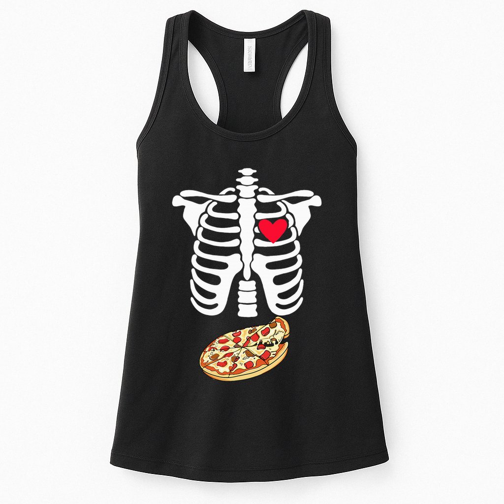 Halloween Skeleton Pregnancy Pizza Xray Dad To Be Womens Tank Top