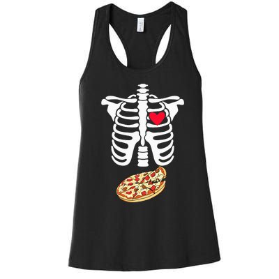 Halloween Skeleton Pregnancy Pizza Xray Dad To Be Women's Racerback Tank