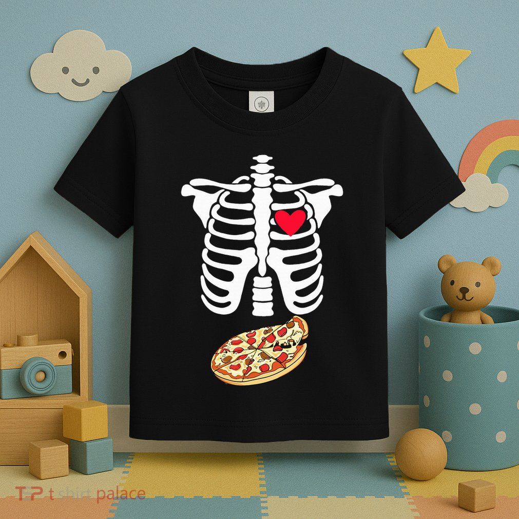 Halloween Skeleton Pregnancy Pizza Xray Dad To Be Toddler T-Shirt