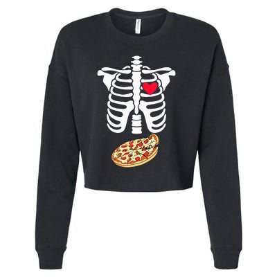 Halloween Skeleton Pregnancy Pizza Xray Dad To Be Cropped Pullover Crew