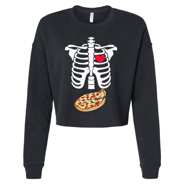 Halloween Skeleton Pregnancy Pizza Xray Dad To Be Cropped Pullover Crew