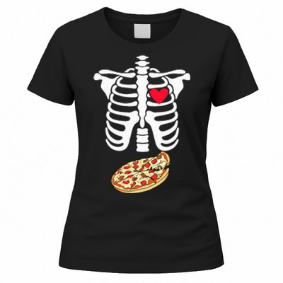 Halloween Skeleton Pregnancy Pizza Xray Dad To Be Women's T-Shirt