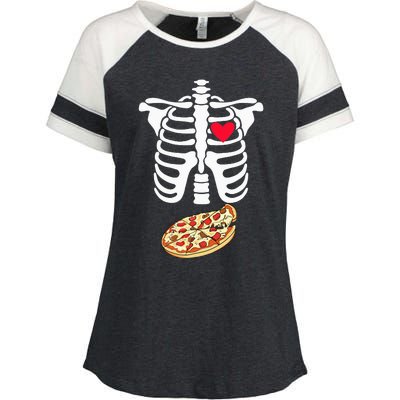 Halloween Skeleton Pregnancy Pizza Xray Dad To Be Enza Ladies Jersey Colorblock Tee