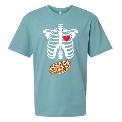 Halloween Skeleton Pregnancy Pizza Xray Dad To Be Sueded Cloud Jersey T-Shirt