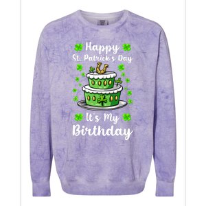 Happy St Patricks Day And My Birthday Cake Shamrock Irish Premium Colorblast Crewneck Sweatshirt