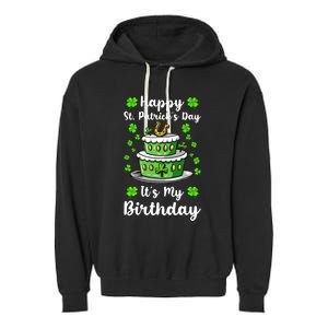 Happy St Patricks Day And My Birthday Cake Shamrock Irish Premium Garment-Dyed Fleece Hoodie