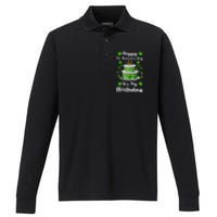 Happy St Patricks Day And My Birthday Cake Shamrock Irish Premium Performance Long Sleeve Polo