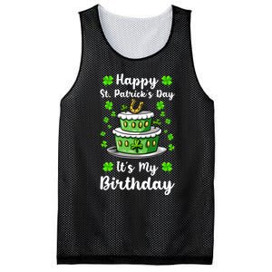 Happy St Patricks Day And My Birthday Cake Shamrock Irish Premium Mesh Reversible Basketball Jersey Tank