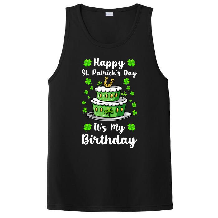 Happy St Patricks Day And My Birthday Cake Shamrock Irish Premium PosiCharge Competitor Tank