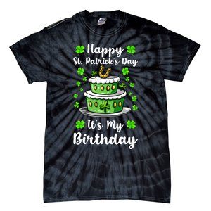 Happy St Patricks Day And My Birthday Cake Shamrock Irish Premium Tie-Dye T-Shirt