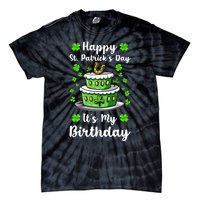 Happy St Patricks Day And My Birthday Cake Shamrock Irish Premium Tie-Dye T-Shirt