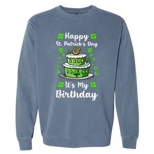 Happy St Patricks Day And My Birthday Cake Shamrock Irish Premium Garment-Dyed Sweatshirt