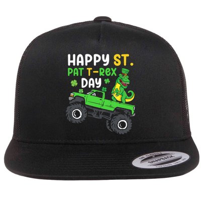 Happy St Pat T Rex Day Boy St Patrick's Day T Rex Flat Bill Trucker Hat