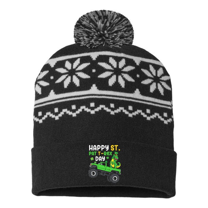 Happy St Pat T Rex Day Boy St Patrick's Day T Rex USA-Made Snowflake Beanie