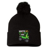 Happy St Pat T Rex Day Boy St Patrick's Day T Rex Pom Pom 12in Knit Beanie