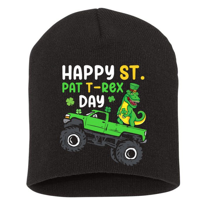 Happy St Pat T Rex Day Boy St Patrick's Day T Rex Short Acrylic Beanie