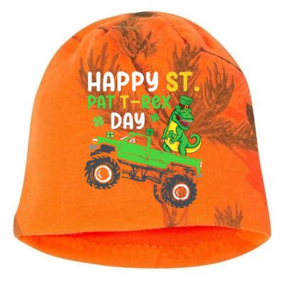 Happy St Pat T Rex Day Boy St Patrick's Day T Rex Kati - Camo Knit Beanie