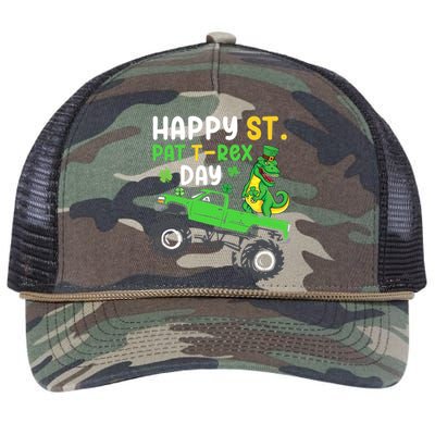 Happy St Pat T Rex Day Boy St Patrick's Day T Rex Retro Rope Trucker Hat Cap